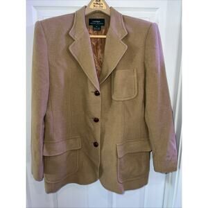 Lauren Ralph Lauren Blazer Womens 16 Camel Hair Two Button Timeless Jacket USA